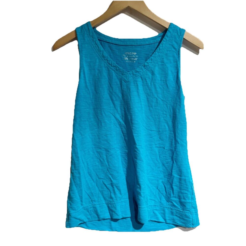Chicos The Ultimate Tee Women Size 0/small Aqua Blue 2 Piece Tank Cardigan - Picture 3 of 5